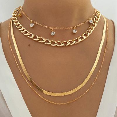 China Rhinestone Crystal Wide Choker Necklace Layered Snake Chain By KISSWIFE Gold TRENDY Bohemian Jewelry For Women for sale