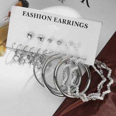 China KISSWIFE High Quality Sliver Earrings Crystal Bead Star Ear Stud Jewelry Butterfly Circle Earring Set for sale