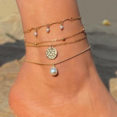 China KISSWIFE Fashion Women Bohemia Handmade Tasty Jewelry Linked Anklets Freshwater Pearl Pendant Anklet Chain for sale