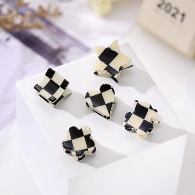 China KISSWIFE Fashion Hairpin Plaid Star Flower Hair Claw Heart Bear Shape Mini Hair Claw Clips Acrylic Controller Mini Hair Claw for sale