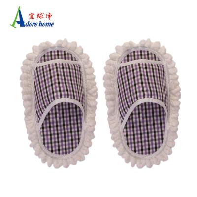 China Stocked 2021 Chinese Household Wholesale Lazy Floor Chenille Factory Broom Slippers Cleaning Shoes for sale