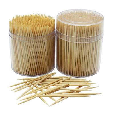 China Disposable Bamboo Wooden Toothpicks | 1000-Piece Large Round Wooden Toothpicks in Clear Plastic Storage Box | Teeth cleaning toothpicks. for sale