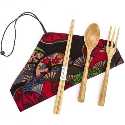 China Sustainable Bamboo Utensils Travel Set|Wooden Handle Cutlery Set|Camping Cutlery Traveling Set for sale