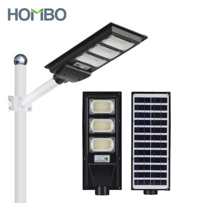 China Outdoor ROAD HOMBO Waterproof ABS Road Light Ip66 Motion Sensor 30W 60W 90W 120W All in One Solar LED Street Light for sale