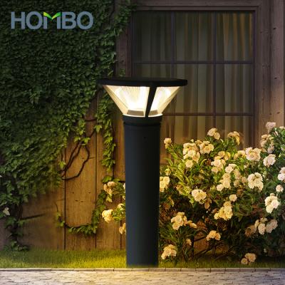 China HOMBO GOOD LANDSCAPE Rendering Bollard Light Ip65 7W LED Solar Power Aluminum Waterproof Outdoor Garden Lawn Light for sale