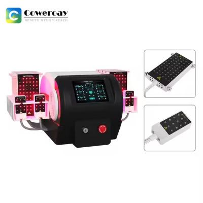 China 6D 635nm 532nm Lipo Diode Laser Red Liposuction Weight Loss Body Shape Machine With 12 Paddles for sale