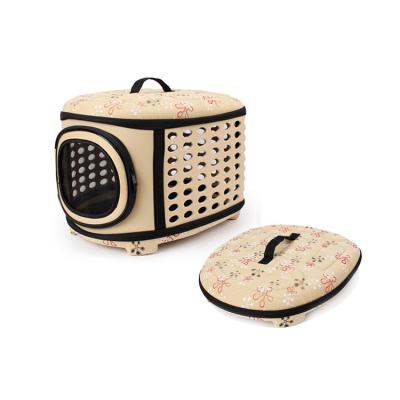 China Durable Soft EVA Floral Pet Handbag Outdoor Portable Travel Cages Folding Pet Carrier for sale