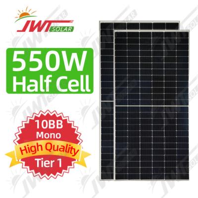 China JWT 550w solar panel PV panel price with 25 years warranty use for solar power systems 182mmx182mm for sale