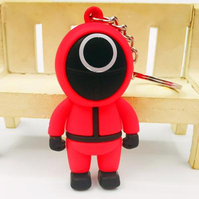 China PVC 3D Cosplay Costume Cartoon Promotion Gift Odm Sale Rubber Key Chain Girly Hot Game Squid Keychains Custom Color Custom for sale