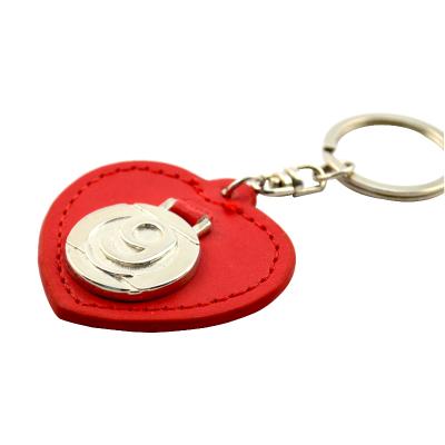 China Car Leather Brand Ring Metal Logo Pu Heart Factory Washable Fancy Key Chain Eco-Friendly Wrapping Key Chain for sale