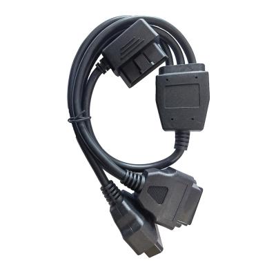 China Data OBD OBD2 Y Cable 16 Pin 1 Male Elbow To 3 Female Extension for sale