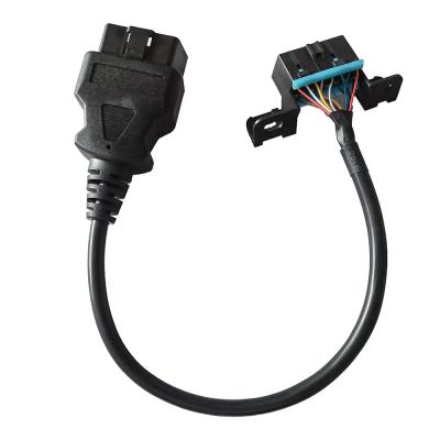 China Cable del conector del OBD II del negro de la longitud los 30cm, arnés de cable de 16 Pin Male To Female OBD en venta