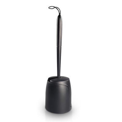 China 2021 New Design Sustainable Toilet Bowl Cleaner PP Black Toilet Brush Holder Set Silicone For Bathroom for sale