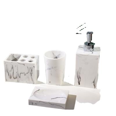 China Sustainable Cheap Luxury Bathroom Accessories Polyresin Bathroom Set Four-piece Set Eco-friendly for sale