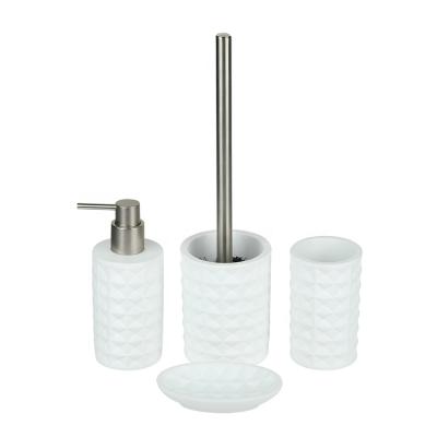 China Sustainable Creamic Similar Bathroom Accessories Polyresin Bathroom Sets for sale