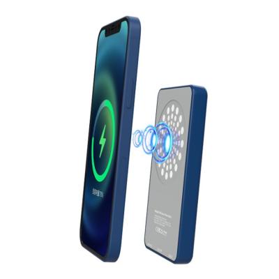 China Support Mini Portable 5000mAh Fast Magnetic Wireless Charger Power Bank With Stand For iPhone 12 for sale