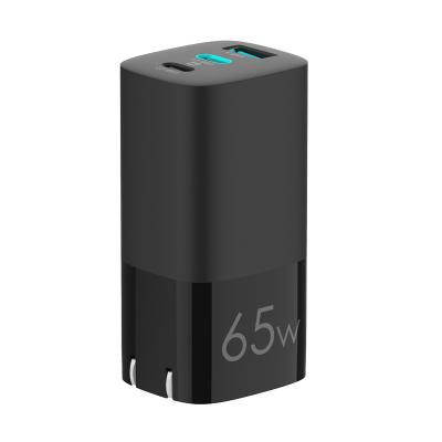 China Gan Technology 65w Mini USB Wall Charger Mini Fast Delivery Wall Charger QC 4.0 3.0 Fast USB Type C 65w GaN Charger Foldable USA Plug for sale