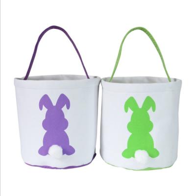 China 2021 Party Decoration New Creative Happy Easter Buckets Gift Egg Bag Cut Bunny Design Easter Basket With Handle for sale