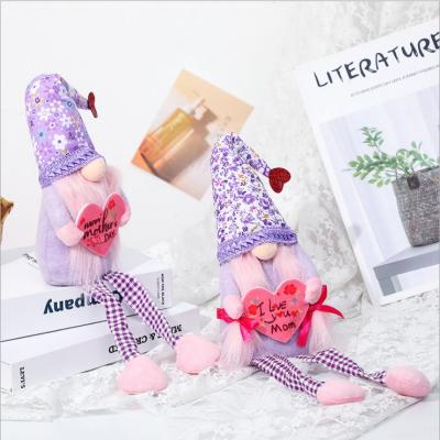 China 2021 New Love Mother's Day Hug Pink Love Form Gift Gnomes Doll Purple Long Leg Party Home Decoration Faceless Creative Cloth Doll for sale