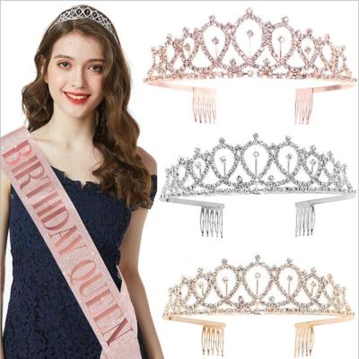 China Birthday Finally 21st Love Rose Gold Princess Happy Birthday Crown Sash and Crown 21st Birthday Girl Party Decoration Party Supplies for sale