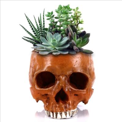 China Europe New Arrival Resin Flowerpot Skull Human Head Resin Crafts For Home Decoration Halloween Decoration for sale