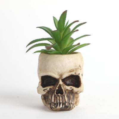 China Europe Customized Resin Flower Pots Artificial Human Head Skull Pot Planter For Home Bar Decoration for sale