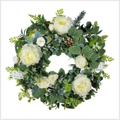 China China Manufacturer Beautiful Door Wreath Green Artificial Assembled Lambs Ear Wreath for sale