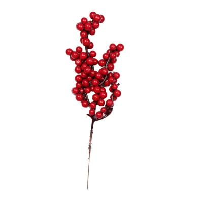 China Artificial Red Moss Christmas Berry Tree Ornament Moss Branch DIY Material For Wreath for sale