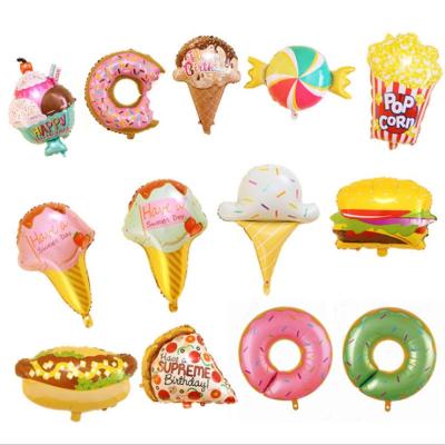 China New designs eco-friendly fruit ice cream donut burger pizza shape helium foil balloon for party decoration for sale