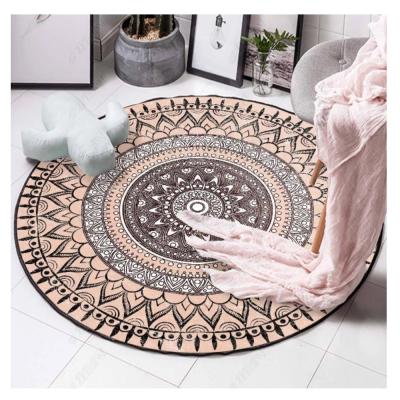 China Round turkey designs washable cheap prices Crystal Velvet carpet 3d floor classic rugs and blankets rugs for sale