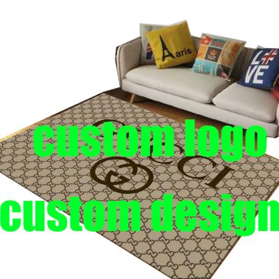 China Washable Famous Logo Printed Custom Rugs 3d Brand Luxury Large Rug Covering Rugs Living Room For Sale for sale