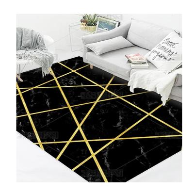 China Professional Customized 3d Carpet Gold Luxury Diamond Velvet Rug Anti Slip Washable Dustproof Mat for sale