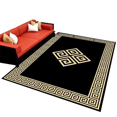 China Hot Selling Washable Rugs Luxury Melting Oversized Blankets Black And Gold Area Living Room Rugs zu verkaufen