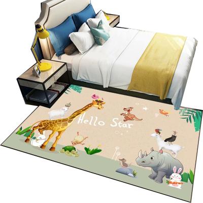 China Eco-Friendly Cute Soft Washable Carpet Washable Bedroom Play Mat Gold Diamond Cartoon Kids Area Rug for sale