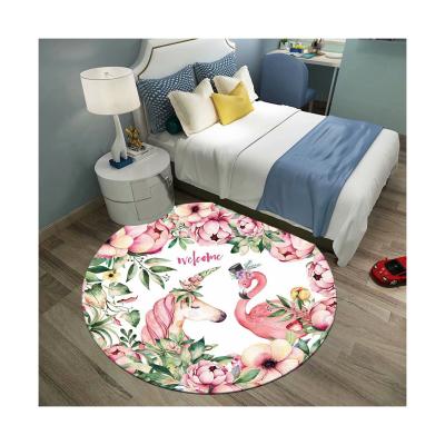 China Hot Selling Cheap Custom Made 3d Printing Round Cartoon Crystal Velvet Circle Carpet Area Blankets For Living Room en venta