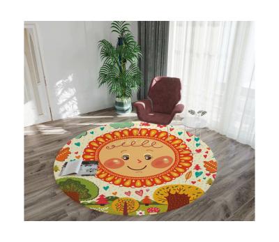 Cina 3d Cartoon Printing Style Crystal Velvet Round Bedroom Carpets Luxury Area Rugs For Living Room in vendita