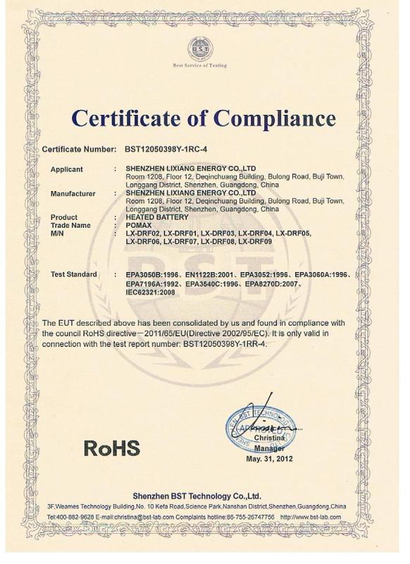 RoHS - Shenzhen Lixiang Energy Co., Ltd.