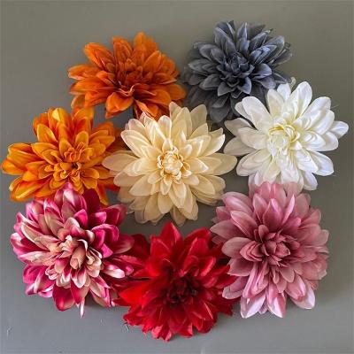 China Hot Sale L-124 Large Silk White Dahlia Artificial Flowers Head Wedding Table Decoration Silk Flower for sale