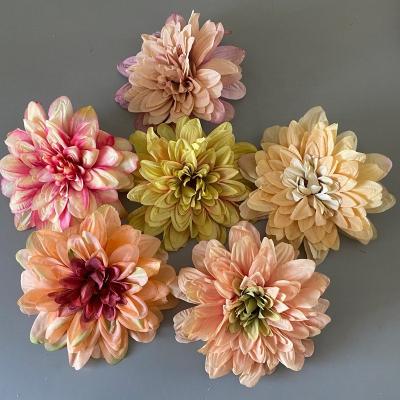 China Wedding L-125 Ivory Dahlia Flower Head Flower Arch Arrangements Tall 21cm Silk Diameter For Flower Wall for sale