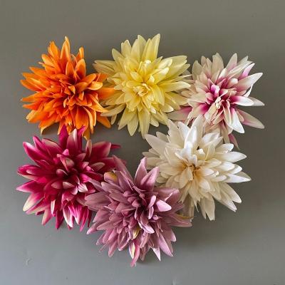 China L-126 Wholesale Silk Flowers Large Wall Material Silk Flowers Head Artificial Dahlia Flower For Decoration for sale