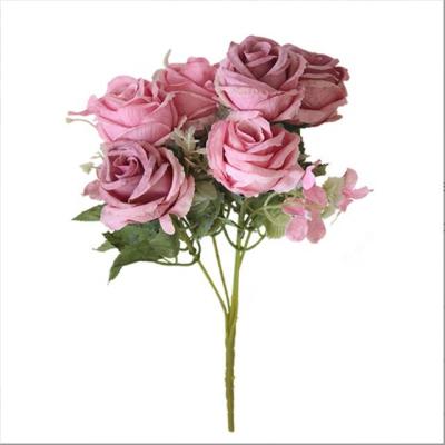 China Silk Rose Flowers L-002 Rose Bouquet Wedding Flowers Cheap Silk Rose Decoration Artificial Rose Flowers for sale