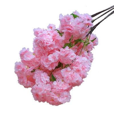 China L-107 Super Dense Artificial Japanese Silk Sakura Flowers Silk Fully White Cherry Blossom Branch For Tree for sale