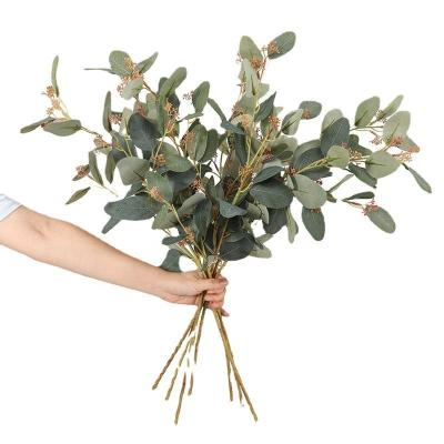 China Silk Eucalyptus Leaves L-023 Amazon Flowers Colorful Apple Eucalyptus Leaf Artificial Silk Leaves for sale