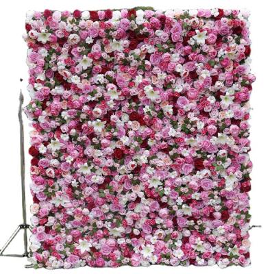 China L-101 wedding backdrop design luxury silk flower stage backdrop flower row rose rose mounted 5d flower wall for wedding decor for sale