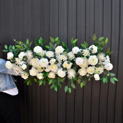 China Silk Wedding Table Centerpieces L-036 Customized White Rose Peony Flower Artificial Runner Flowers Wedding Table Centerpieces For Decoration for sale