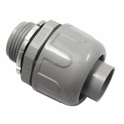 China Nylon Nonmetallic Waterproof Straight Conduit Connector, UL Listed, 1/2 Diameter for sale