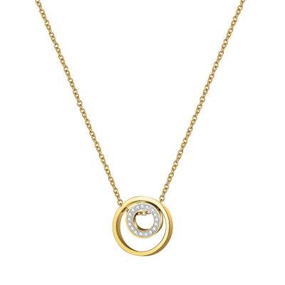 China FASHIONABLE Circle Real 14K Gold Zircon Stainless Steel Pendant Necklace for sale