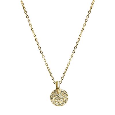 China FASHIONABLE 925 Sterling Silver Necklace Chains 14k Gold Plated Full Of Diamonds Small Circle Elephant Pendant Necklace for sale