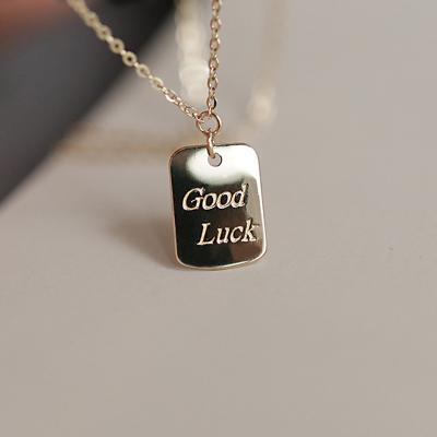 China 2022 TRENDY 925 Sterling Silver Necklace Rectangular Tag Pendant Necklaces Handmade Transfer Lock for sale