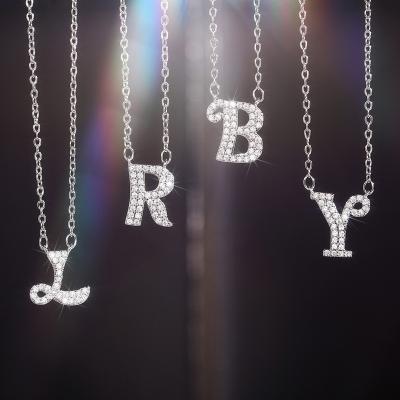 China Personality FASHIONABLE Last Name English Alphabet Diy Zircon Pendant Necklace for sale